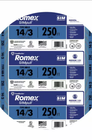 14/3 Romex wire 250ft copper wire roll