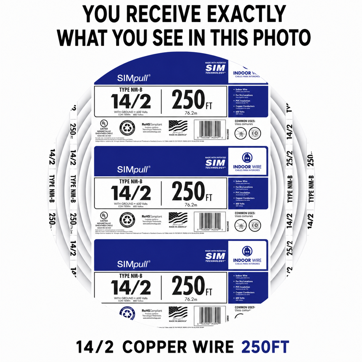14/2 Romex wire 250ft copper roll - MC General Supply